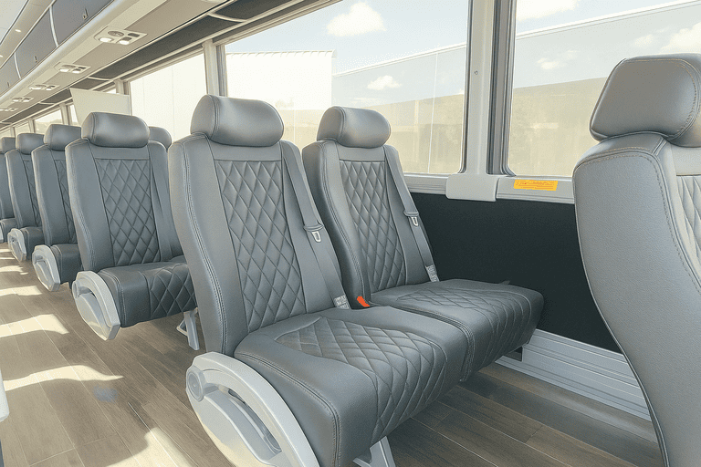 interior of Orange Coach Bus Service charter bus