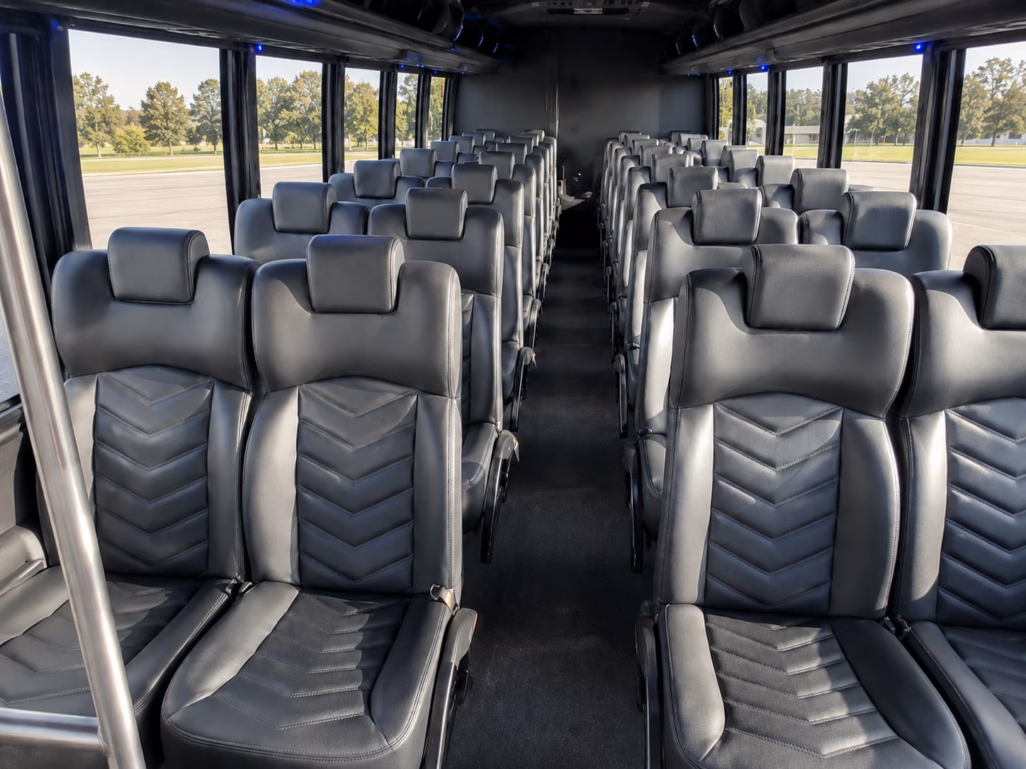 orange 18 passenger minibus interior