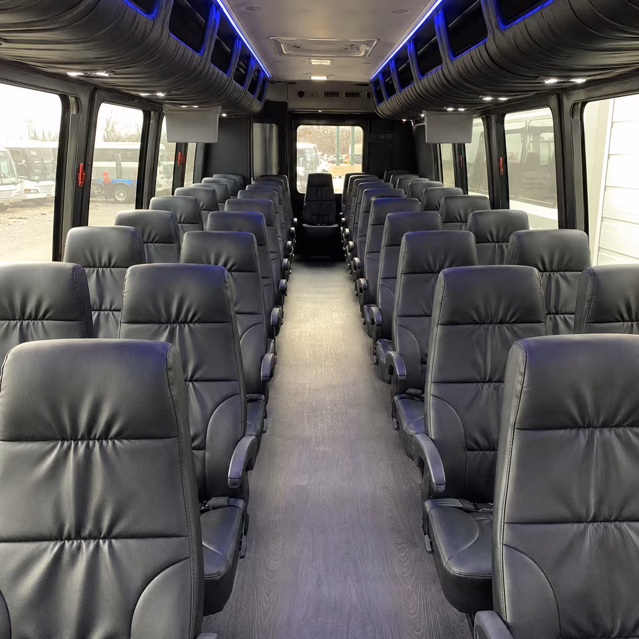 orange 28 passenger minibus interior