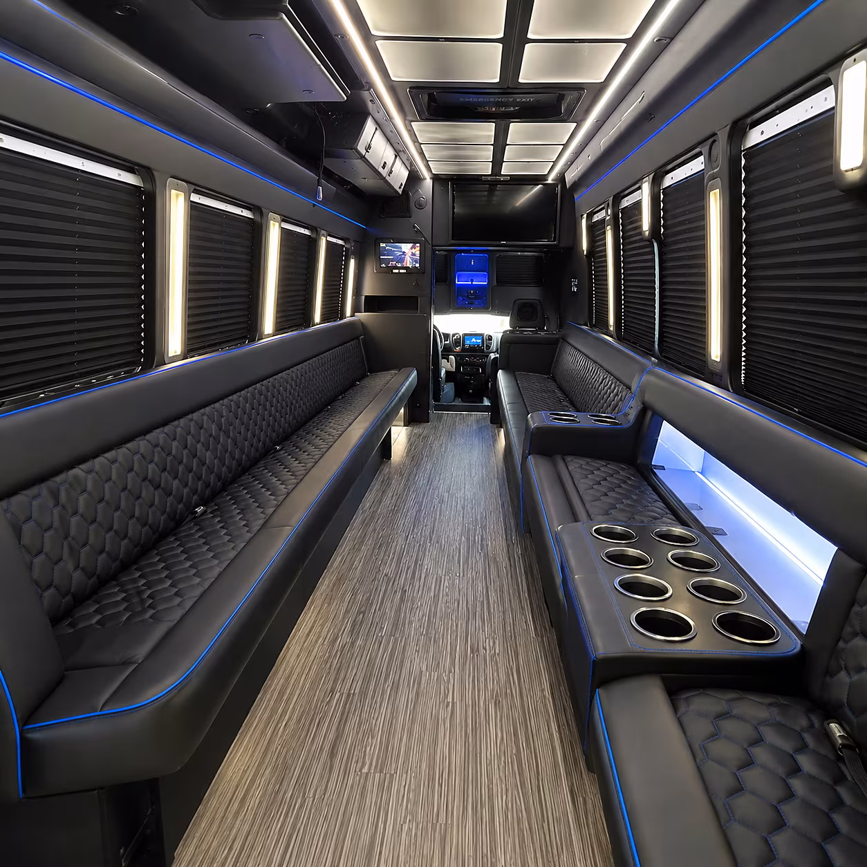 orange party bus inside
