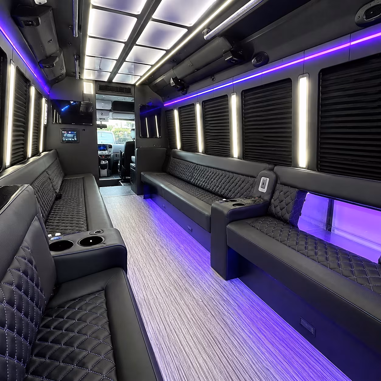 orange party bus rental interior