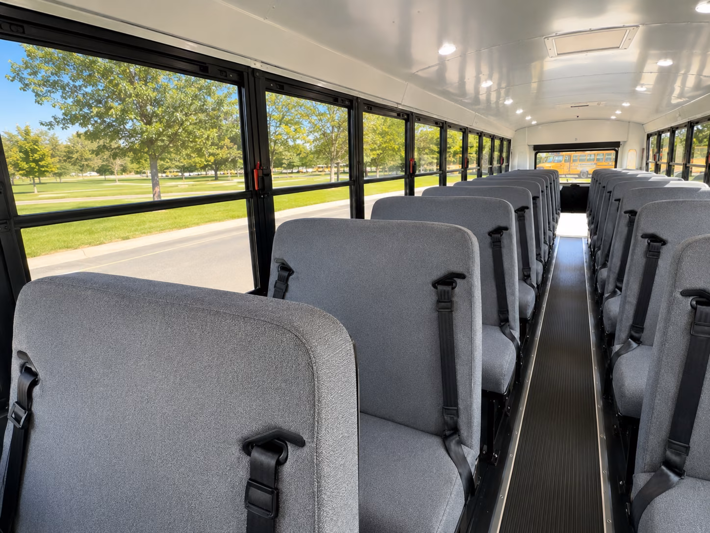orange school bus inside